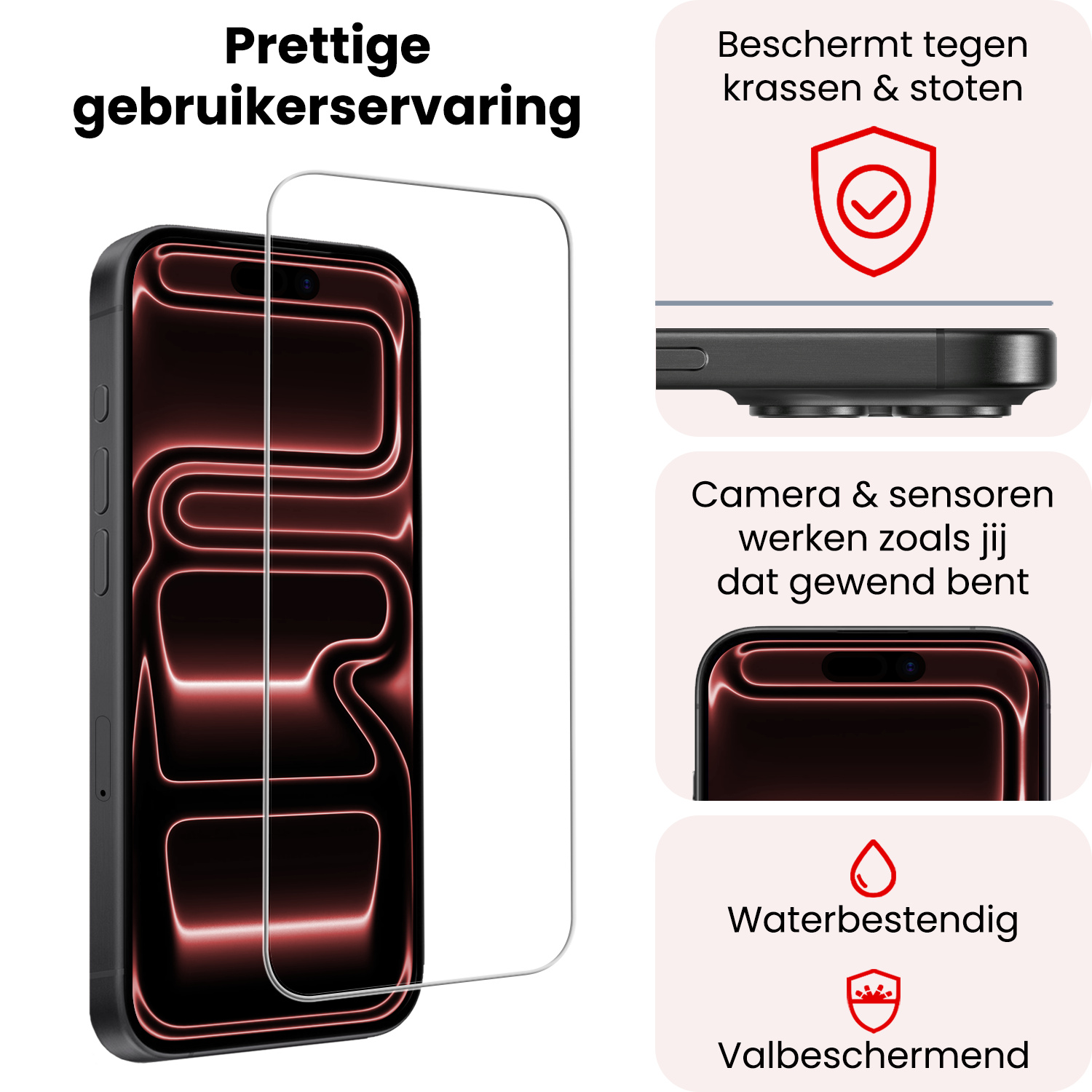 NoXx NoXx iPhone 17 Pro Screenprotector Glas Met Dichte Notch - 3 PACK
