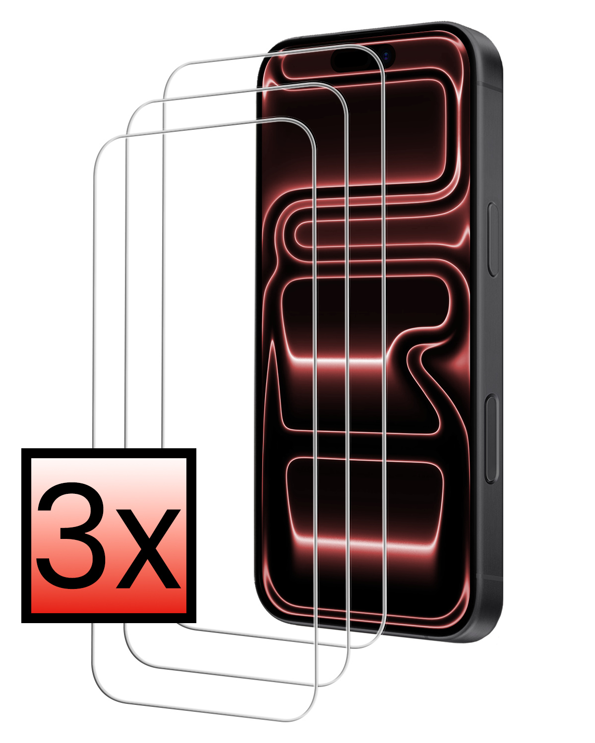 NoXx NoXx iPhone 17 Pro Max Screenprotector Glas Met Dichte Notch - 3 PACK