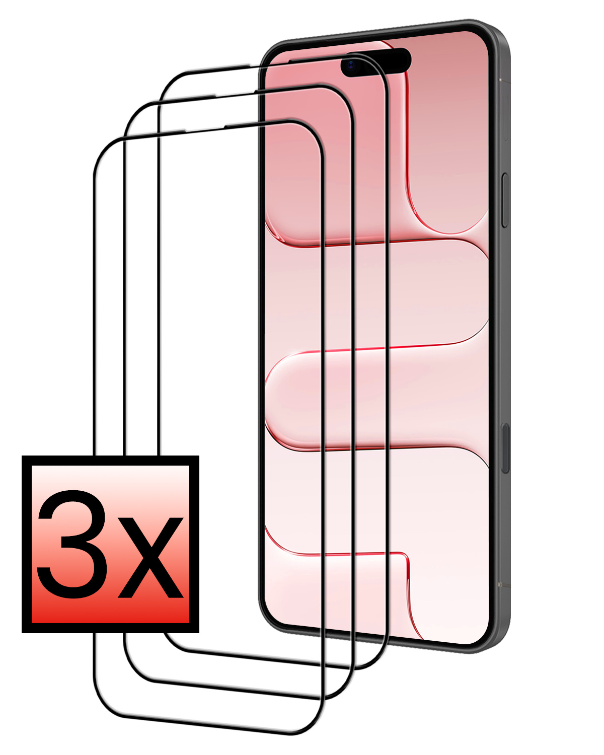NoXx NoXx iPhone Air Screenprotector Glas Full Cover 2D - 3 PACK