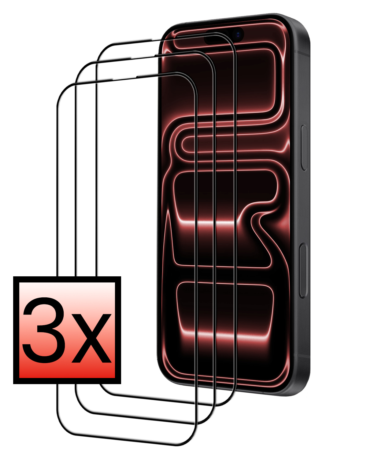 NoXx NoXx iPhone 17 Pro Screenprotector Glas Full Cover 2D - 3 PACK