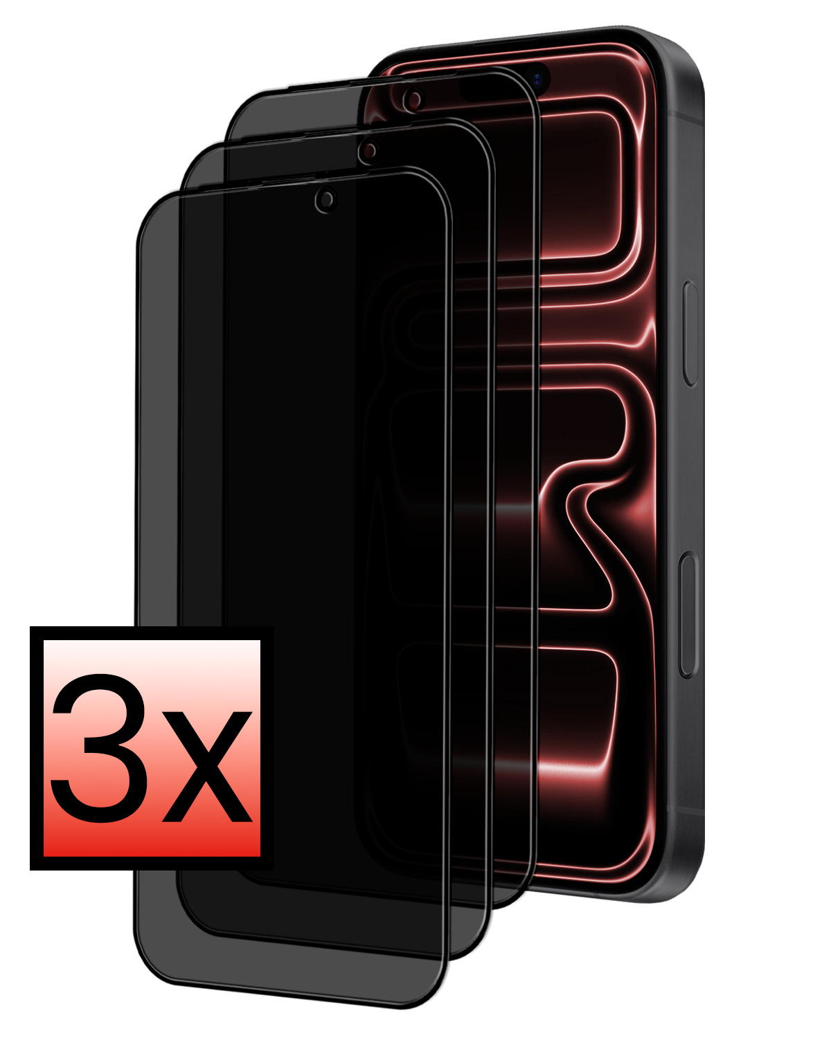 NoXx NoXx iPhone 17 Pro Screenprotector Glas Privacy - 3 PACK