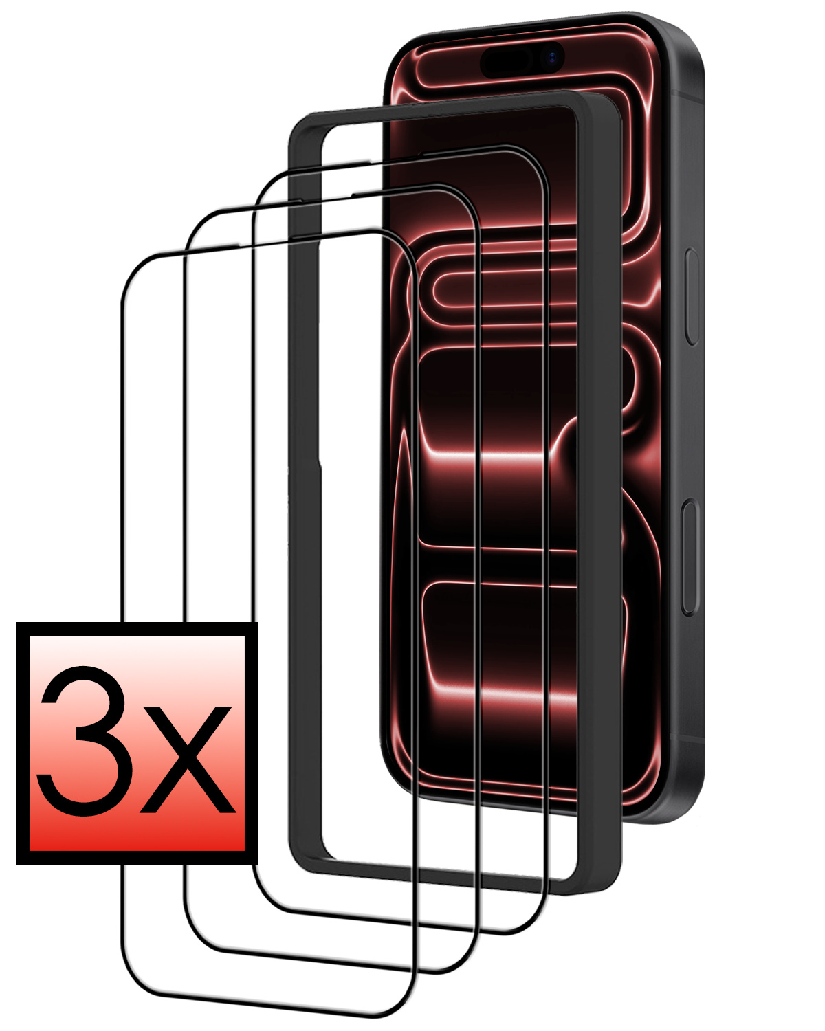 NoXx NoXx iPhone 17 Pro Max Screenprotector Met Installieframe - 3 PACK