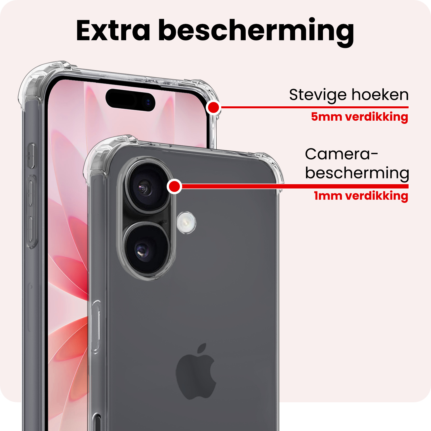 NoXx NoXx iPhone 17 Hoesje Shockproof Met 2x Screenprotector Met Dichte Notch