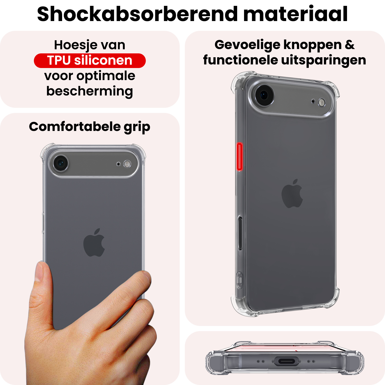 NoXx NoXx iPhone Air Hoesje Shockproof - Transparant - 2 PACK