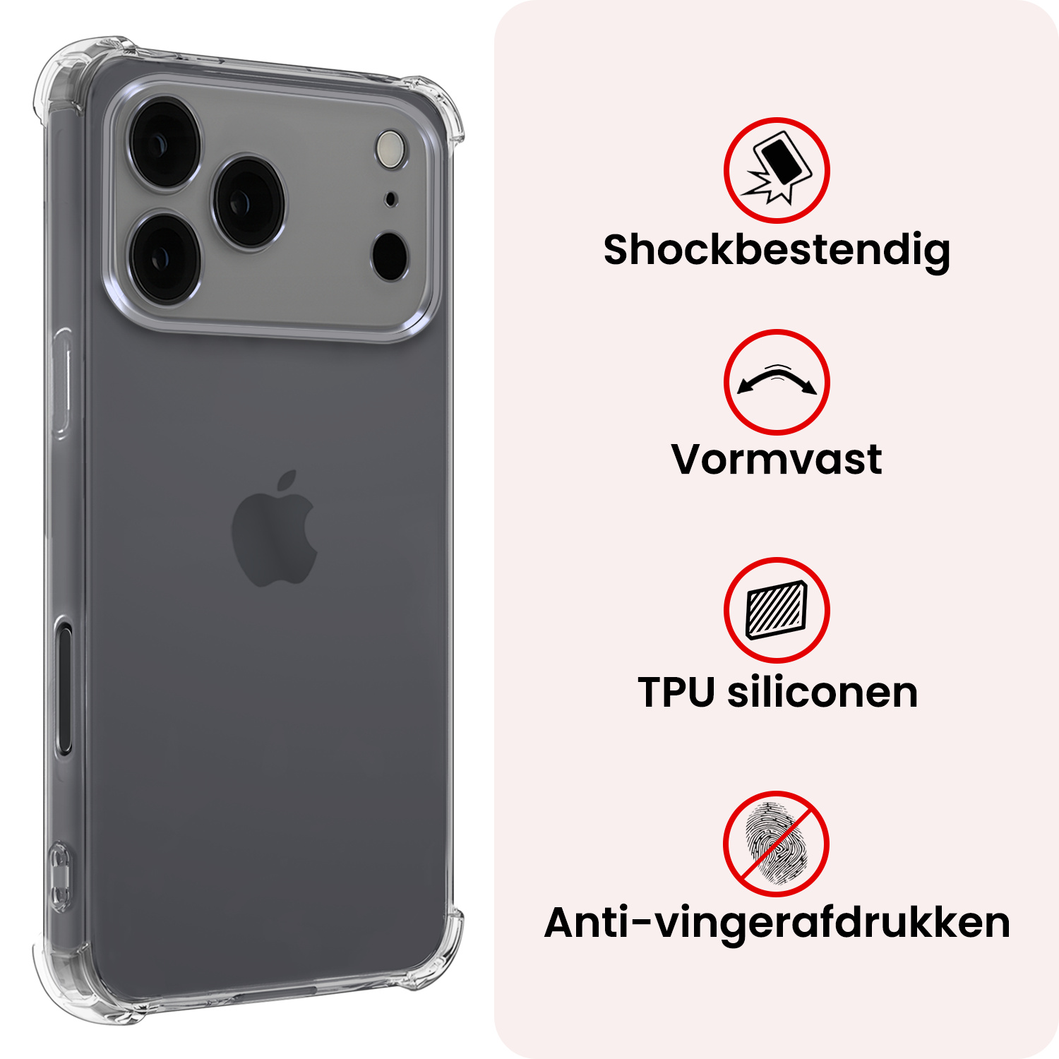 NoXx NoXx iPhone 17 Pro Max Hoesje Shockproof Met 2x Screenprotector Met Dichte Notch