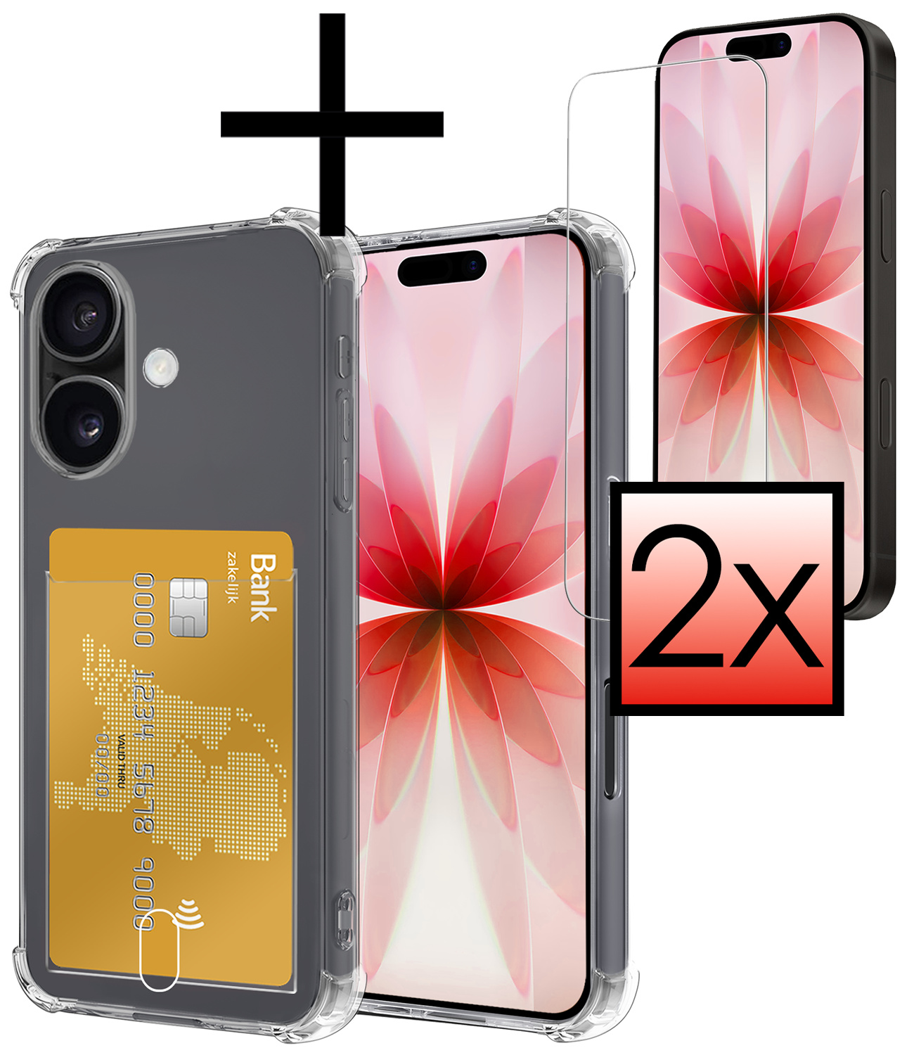 NoXx NoXx iPhone 17 Hoesje Pashouder Met 2x Screenprotector