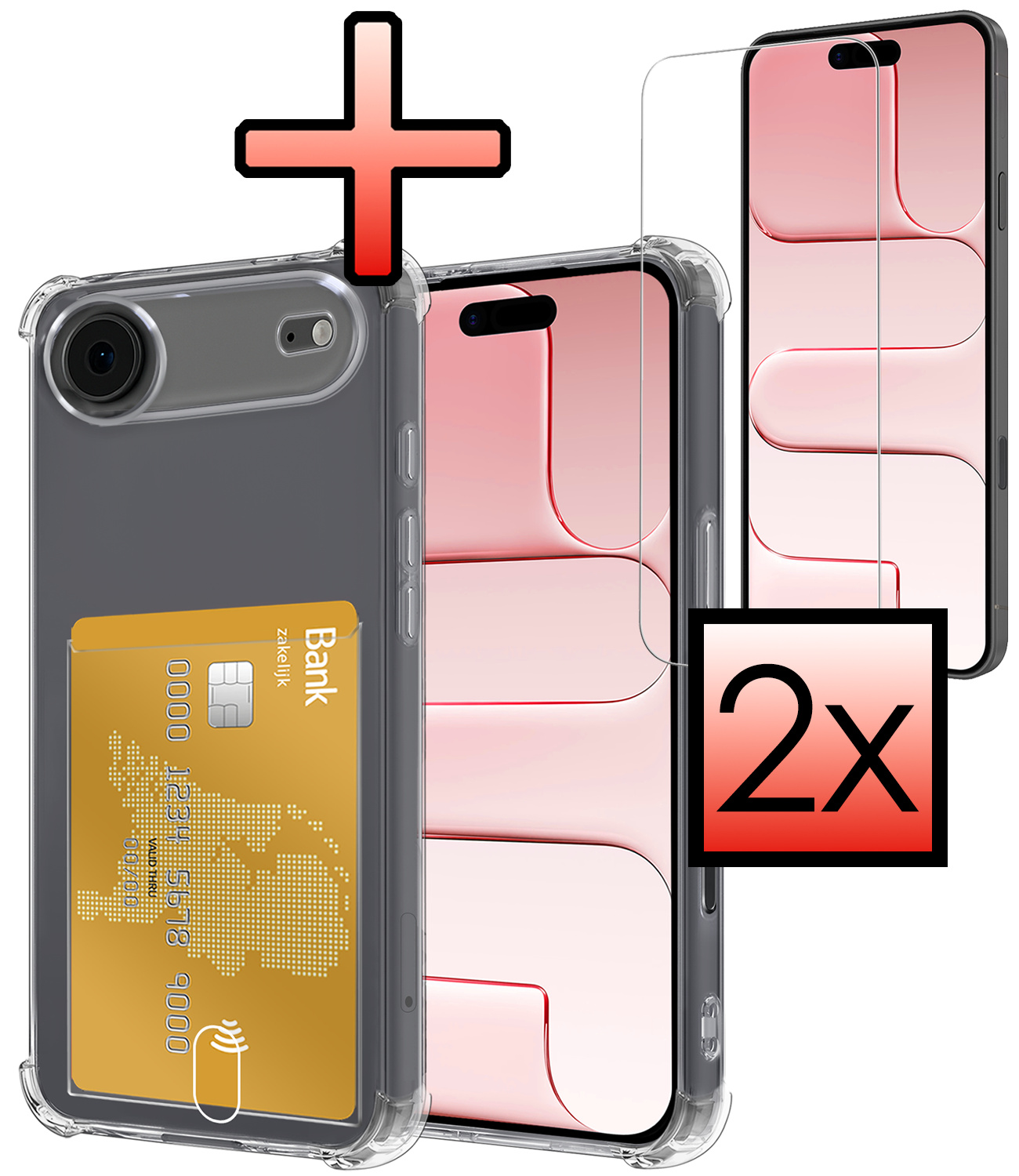 NoXx NoXx iPhone Air Hoesje Pashouder Met 2x Screenprotector