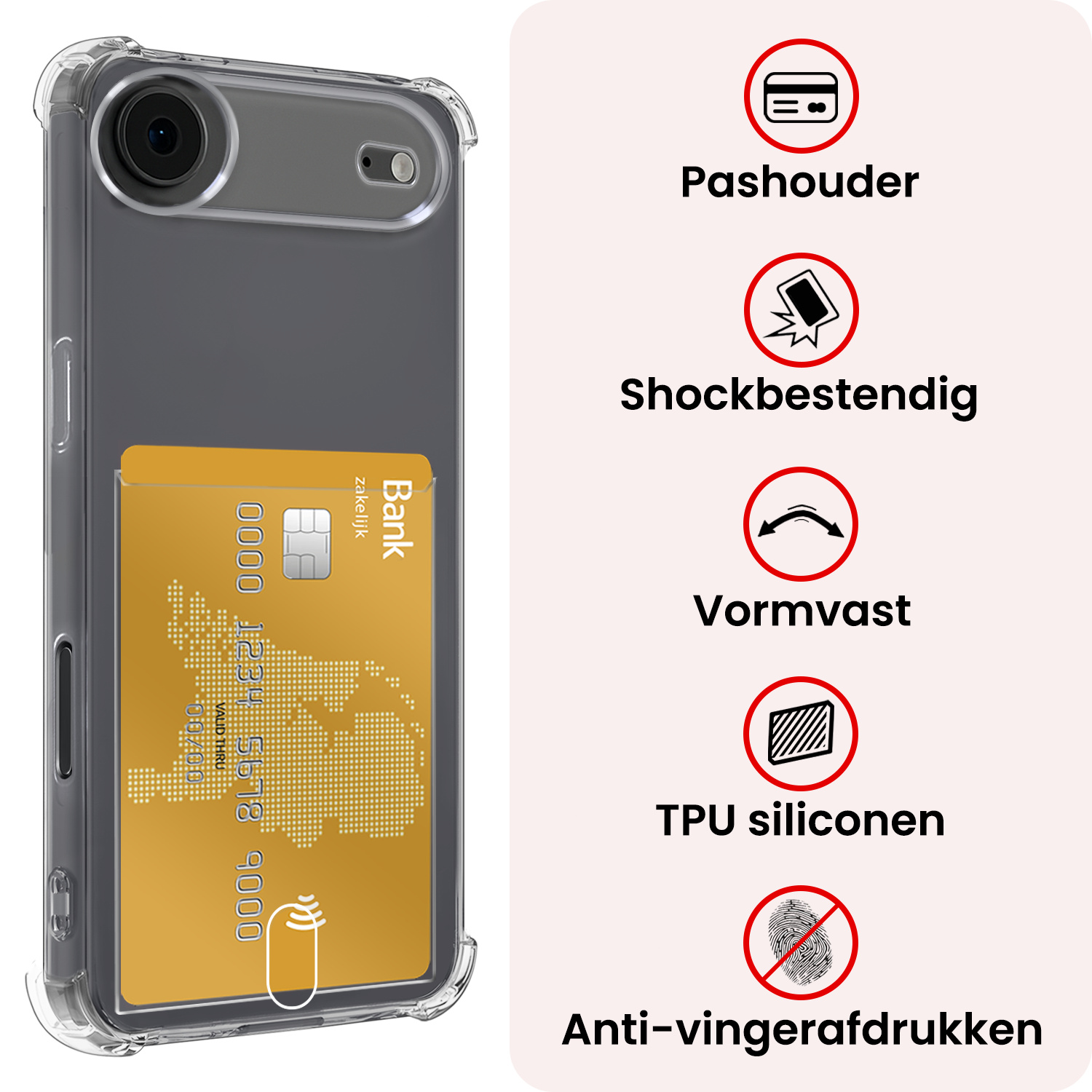 NoXx NoXx iPhone Air Hoesje Pashouder Met 2x Screenprotector