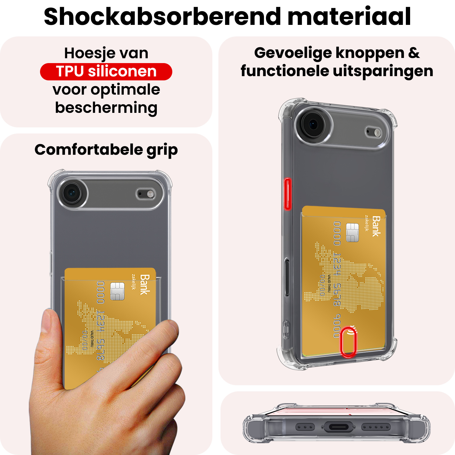 NoXx NoXx iPhone Air Hoesje Pashouder Met 2x Screenprotector