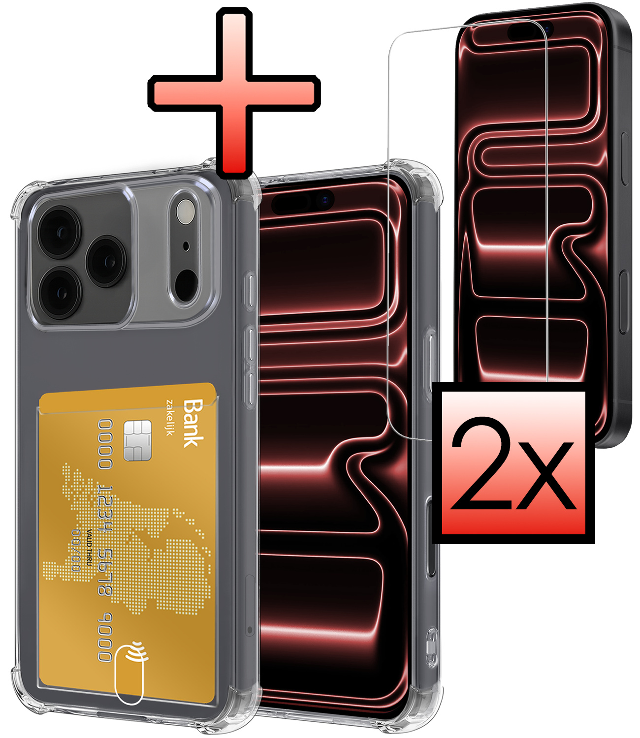 NoXx NoXx iPhone 17 Pro Hoesje Pashouder Met 2x Screenprotector