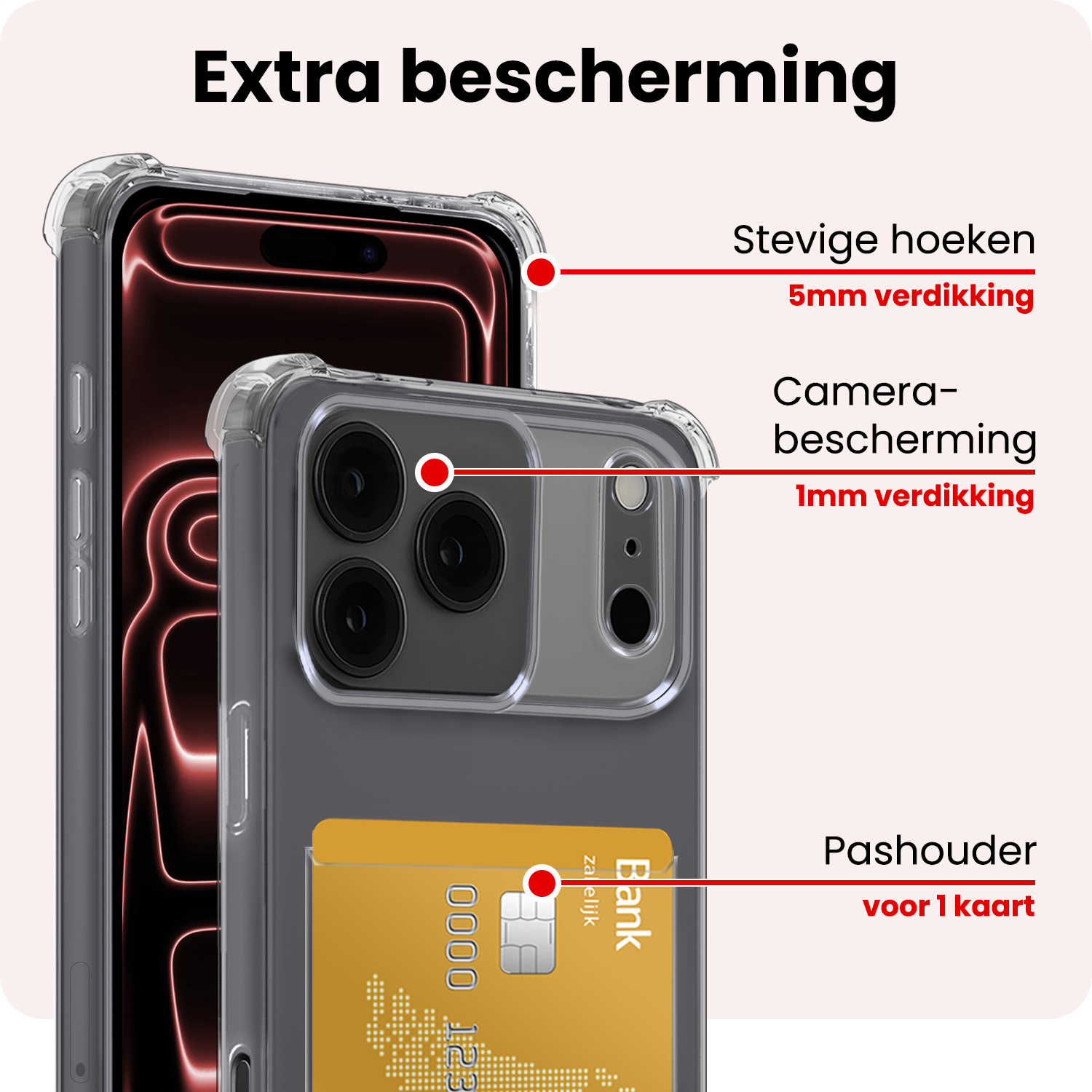 NoXx NoXx iPhone 17 Pro Max Hoesje Pashouder Met Screenprotector