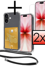 NoXx NoXx iPhone 17 Hoesje Pashouder met Koord Met 2x Screenprotector