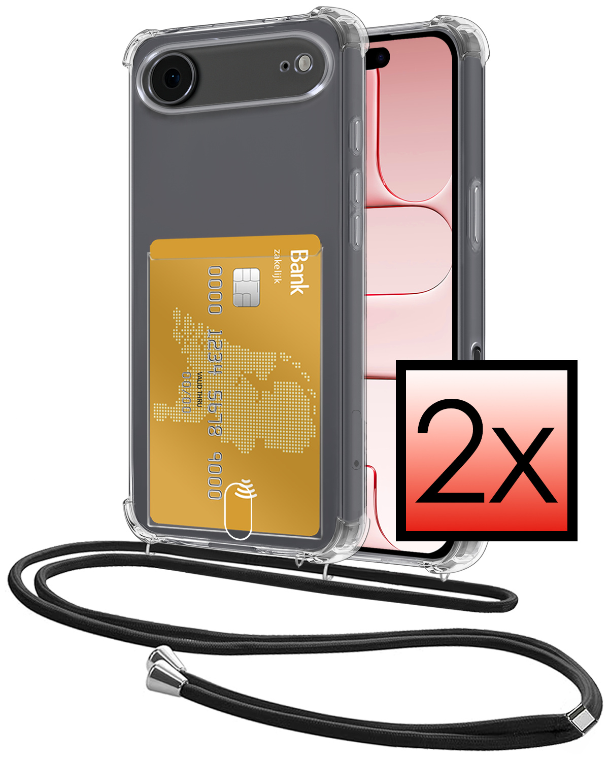 NoXx NoXx iPhone Air Hoesje Pashouder met Koord - 2 PACK