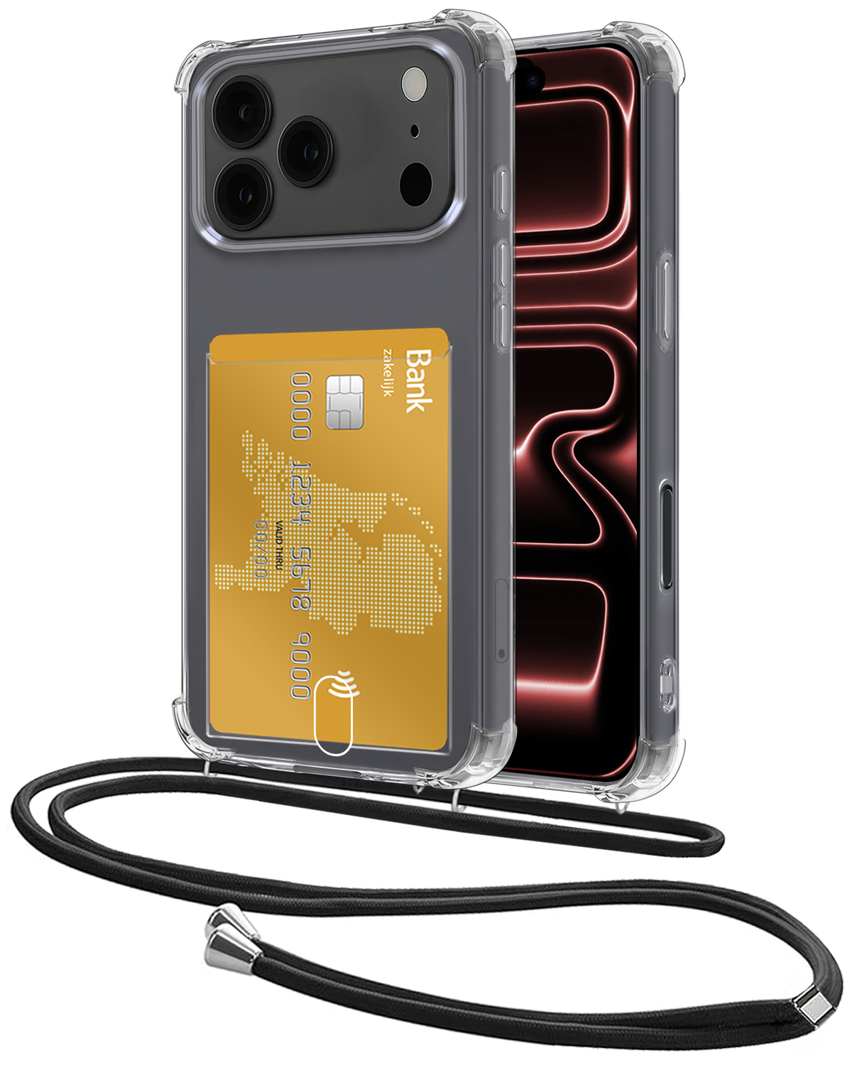 NoXx NoXx iPhone 17 Pro Max Hoesje Pashouder met Koord