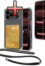 NoXx NoXx iPhone 17 Pro Max Hoesje Pashouder met Koord Met Screenprotector