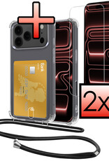 NoXx NoXx iPhone 17 Pro Max Hoesje Pashouder met Koord Met 2x Screenprotector