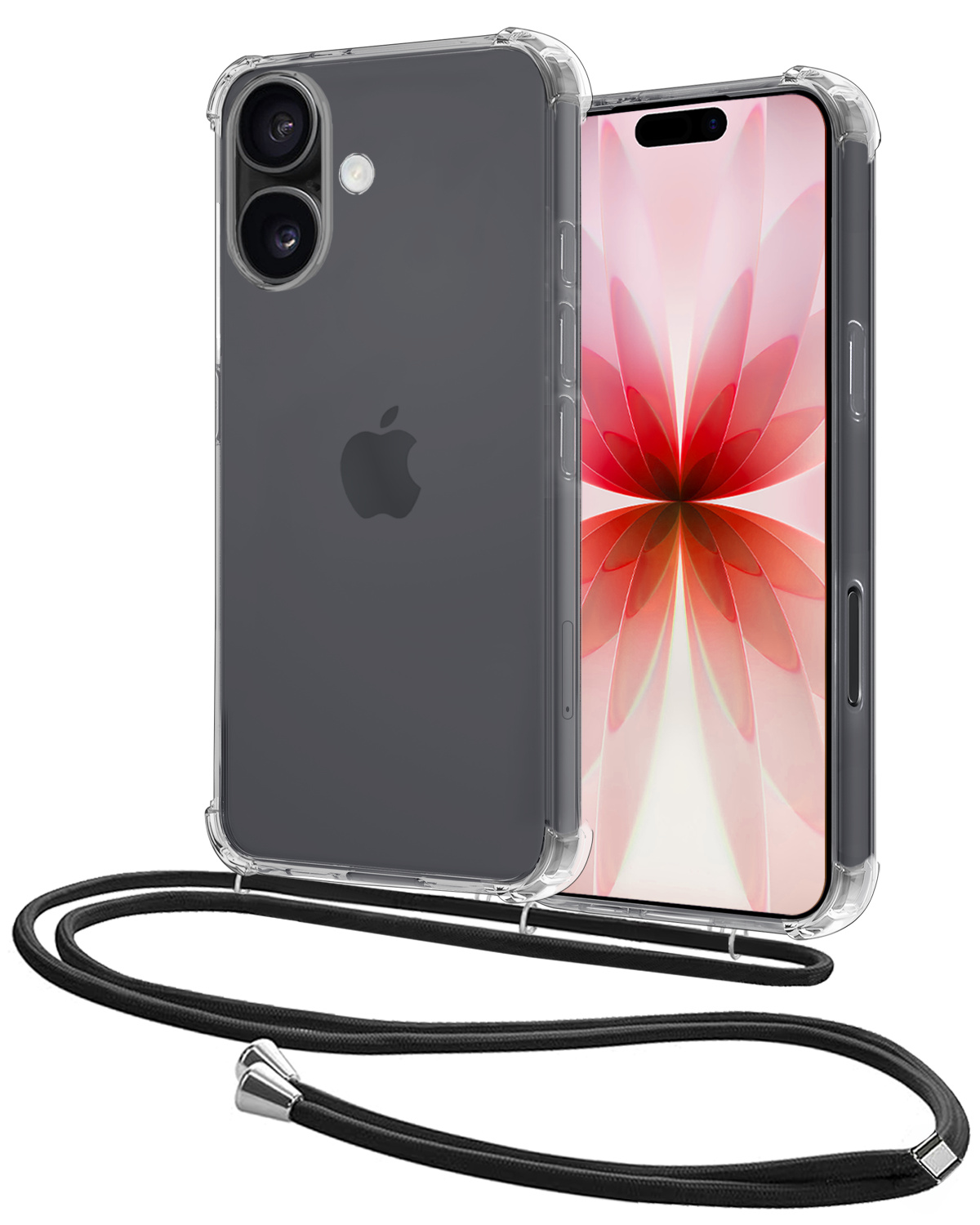 NoXx NoXx iPhone 17 Hoesje Transparant Shockproof Met Zwart Koord