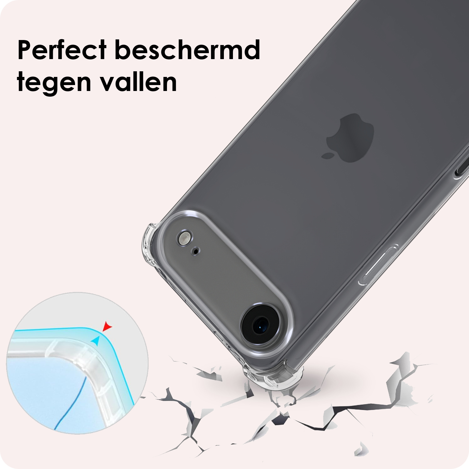 NoXx NoXx iPhone Air Hoesje Transparant Shockproof Met Zwart Koord