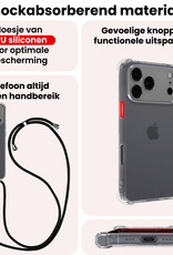NoXx NoXx iPhone 17 Pro Max Hoesje Transparant Shockproof Met Zwart Koord