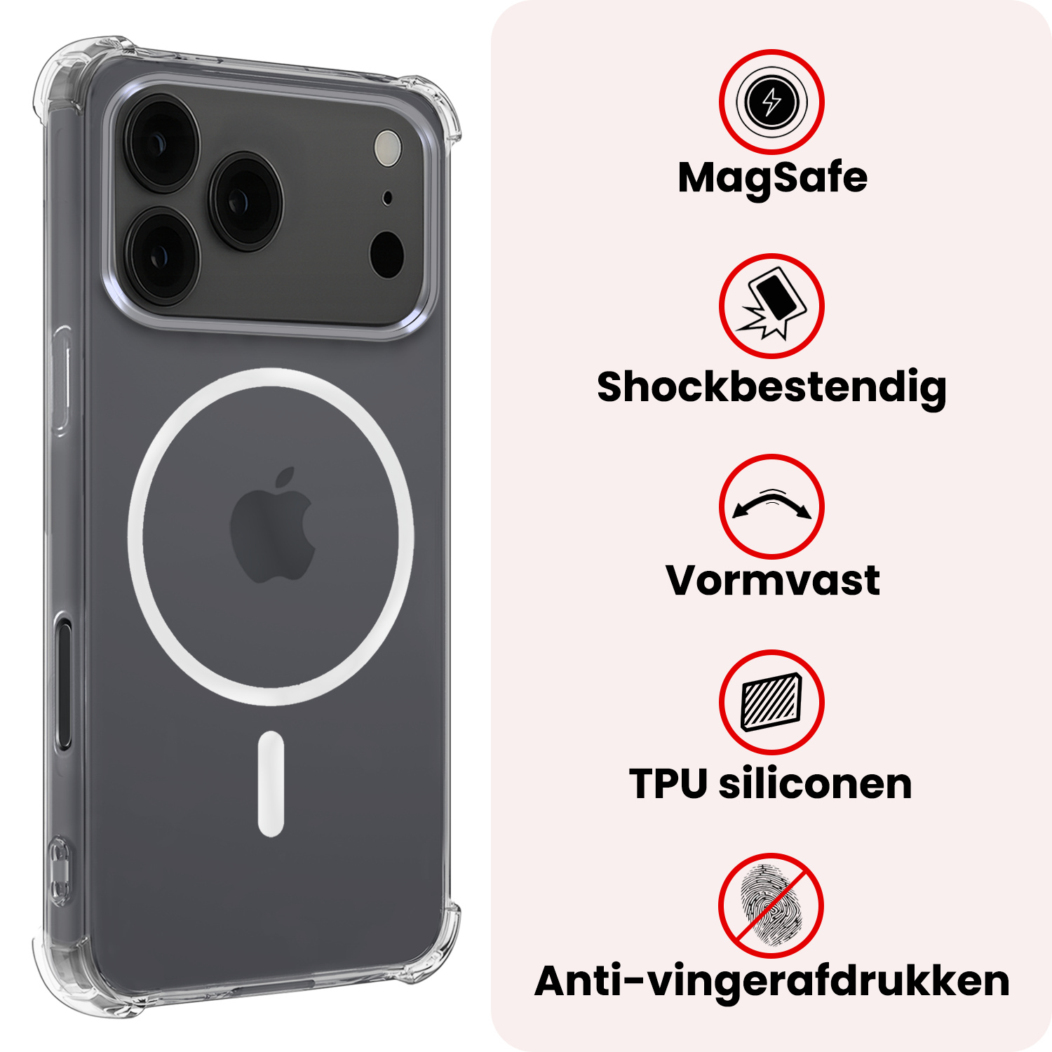 NoXx NoXx iPhone 17 Pro Max Magsafe Hoesje Transparant Met Screenprotector