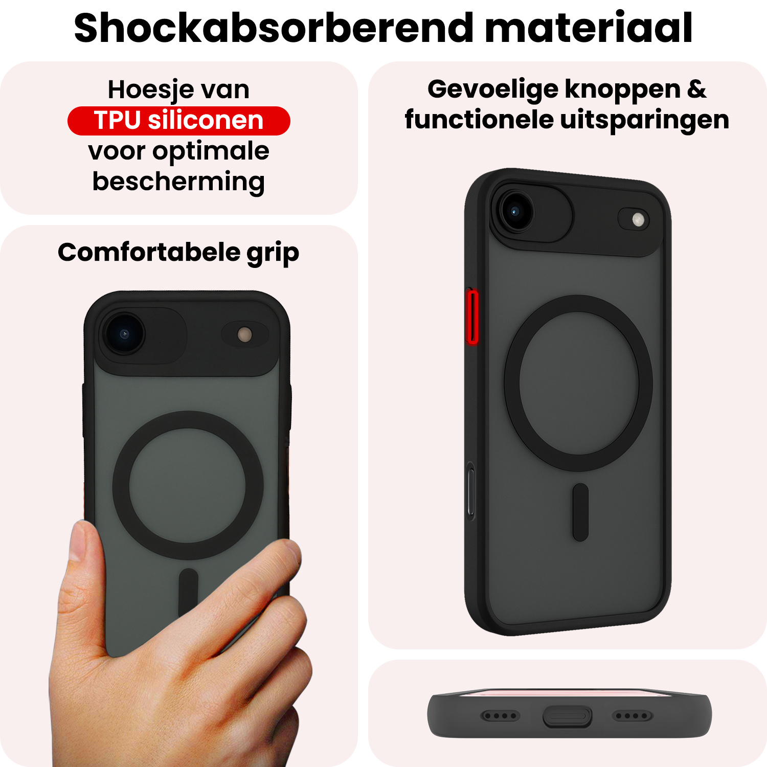 NoXx NoXx iPhone Air Magsafe Hoesje Zwart Met Screenprotector