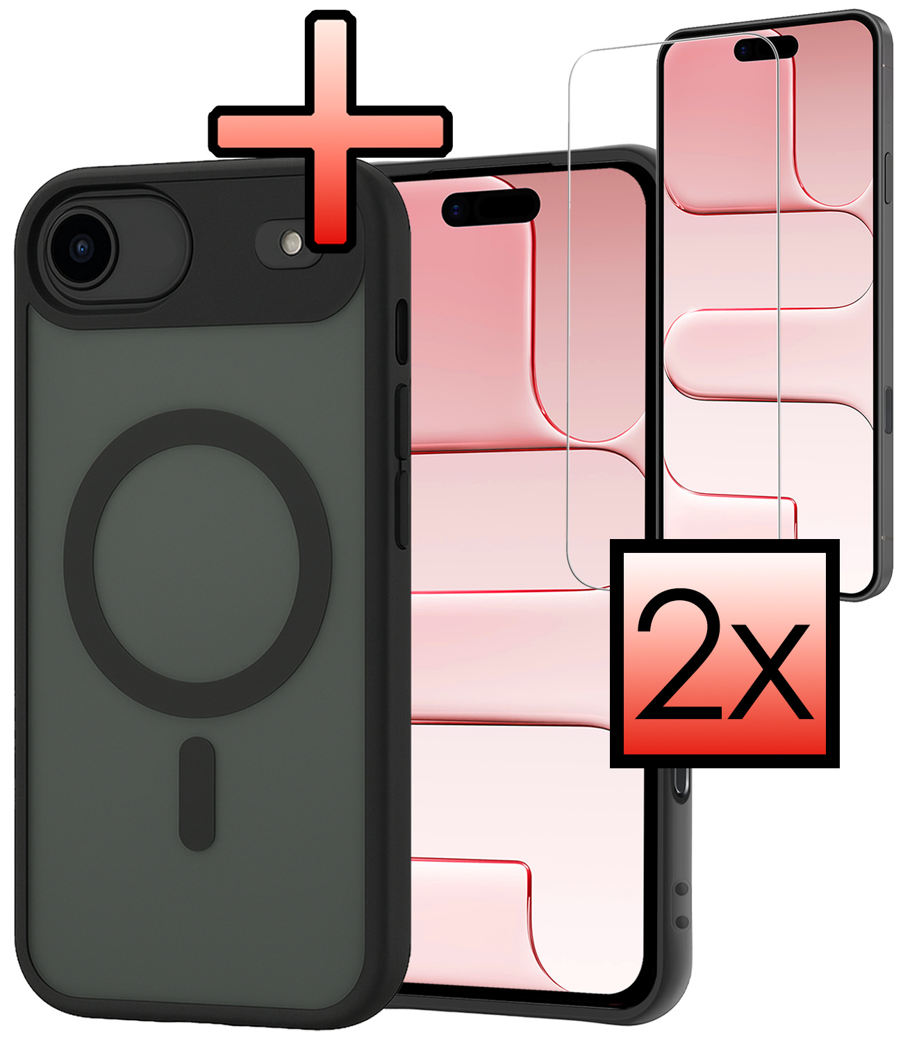 NoXx NoXx iPhone Air Magsafe Hoesje Zwart Met 2x Screenprotector