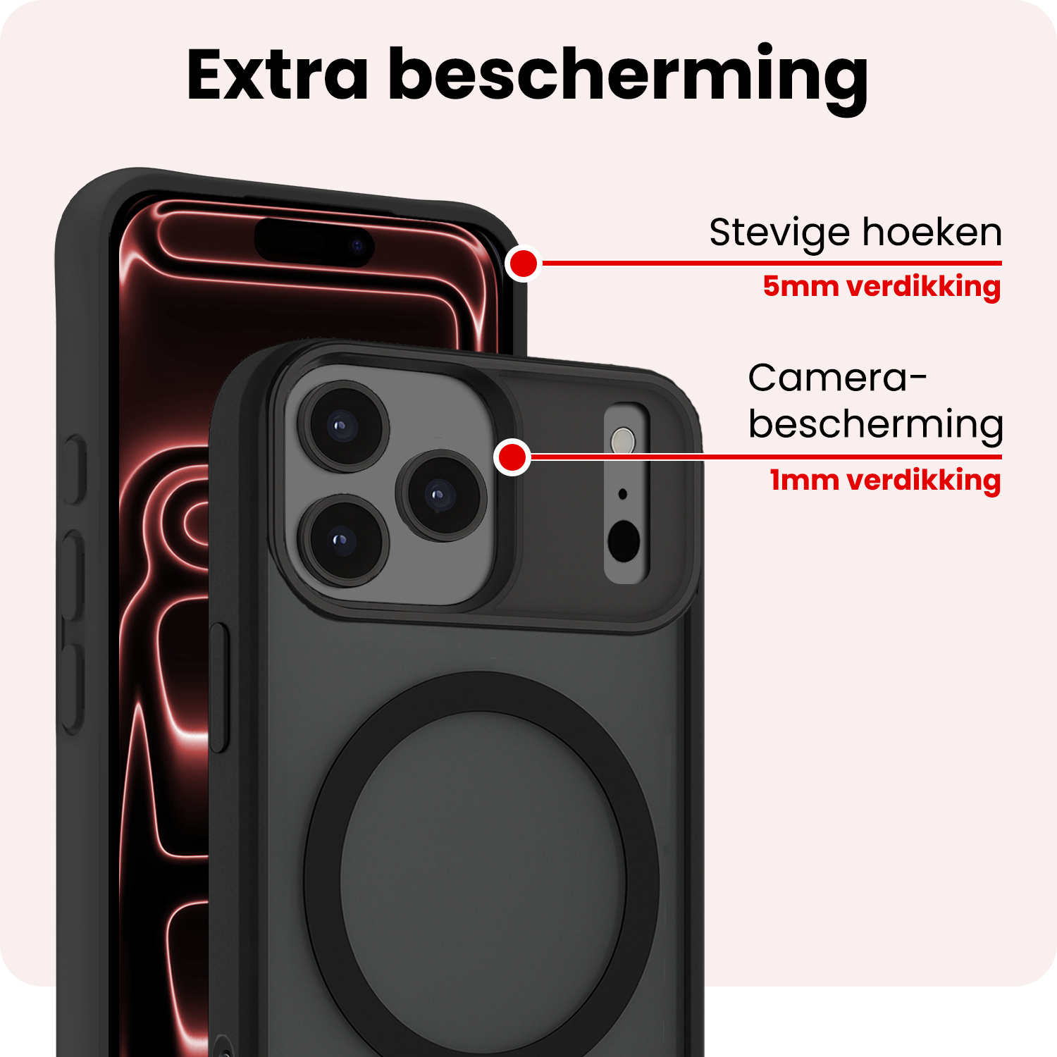 NoXx NoXx iPhone 17 Pro Max Magsafe Hoesje Zwart Met 2x Screenprotector