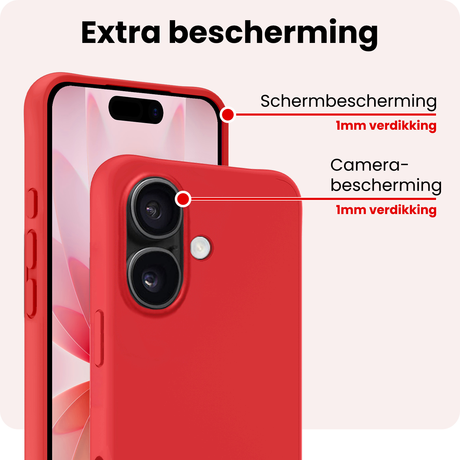 NoXx NoXx iPhone 17 Hoesje Siliconen - Rood