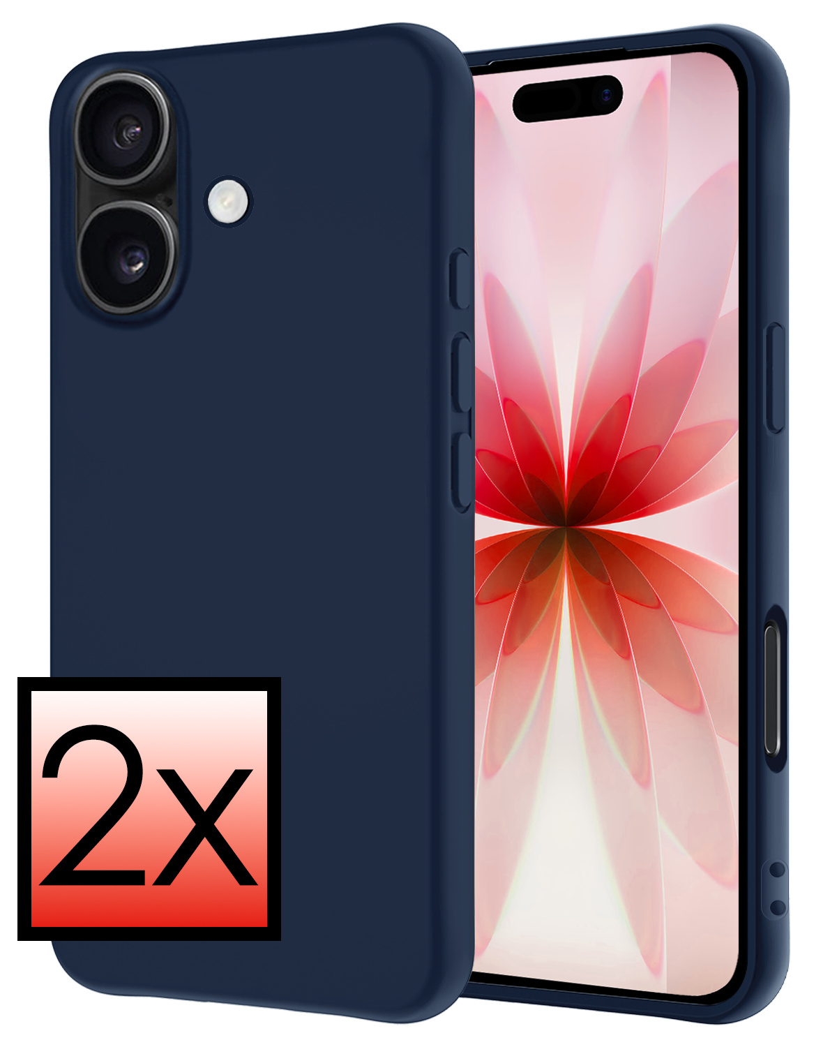 NoXx NoXx iPhone 17 Hoesje Siliconen - Donkerblauw - 2 PACK