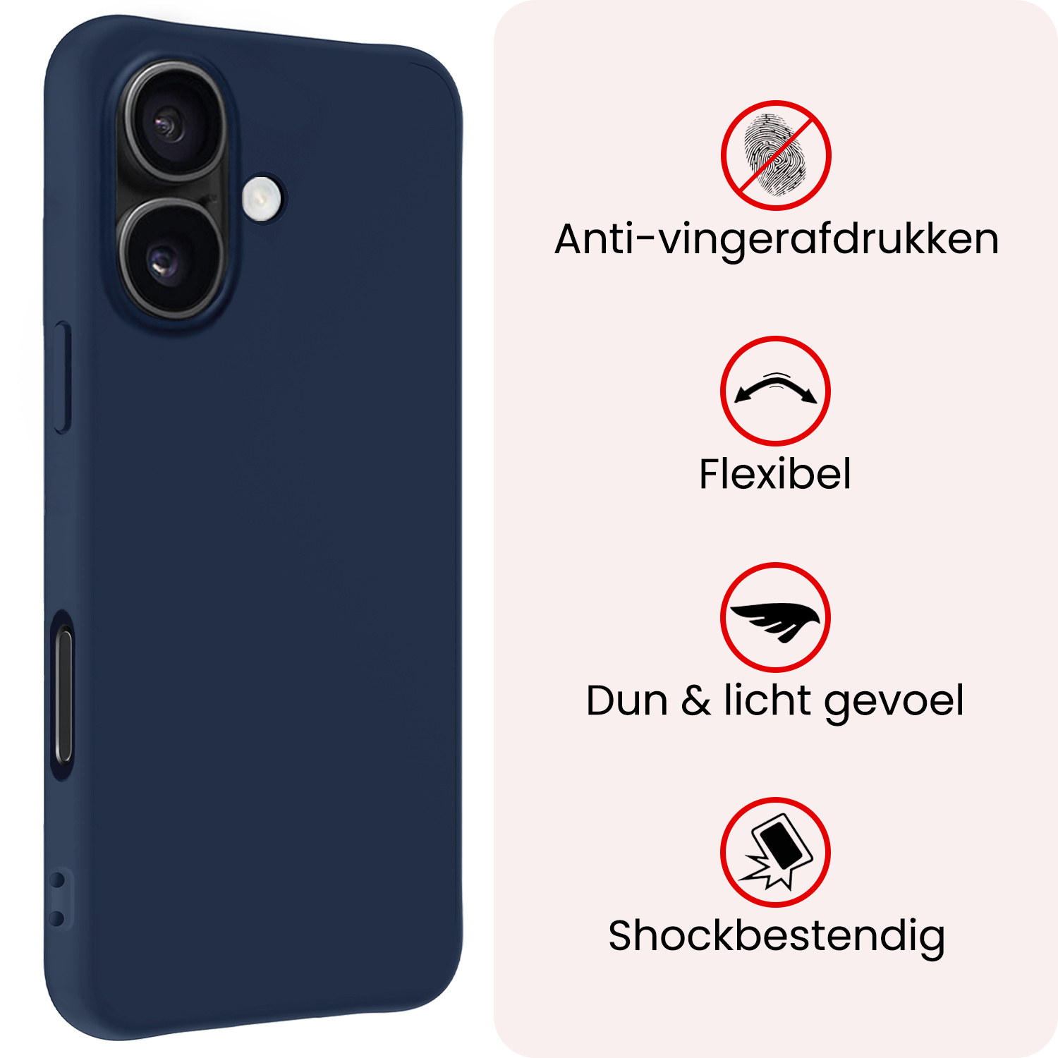 NoXx NoXx iPhone 17 Hoesje Siliconen - Donkerblauw - 2 PACK