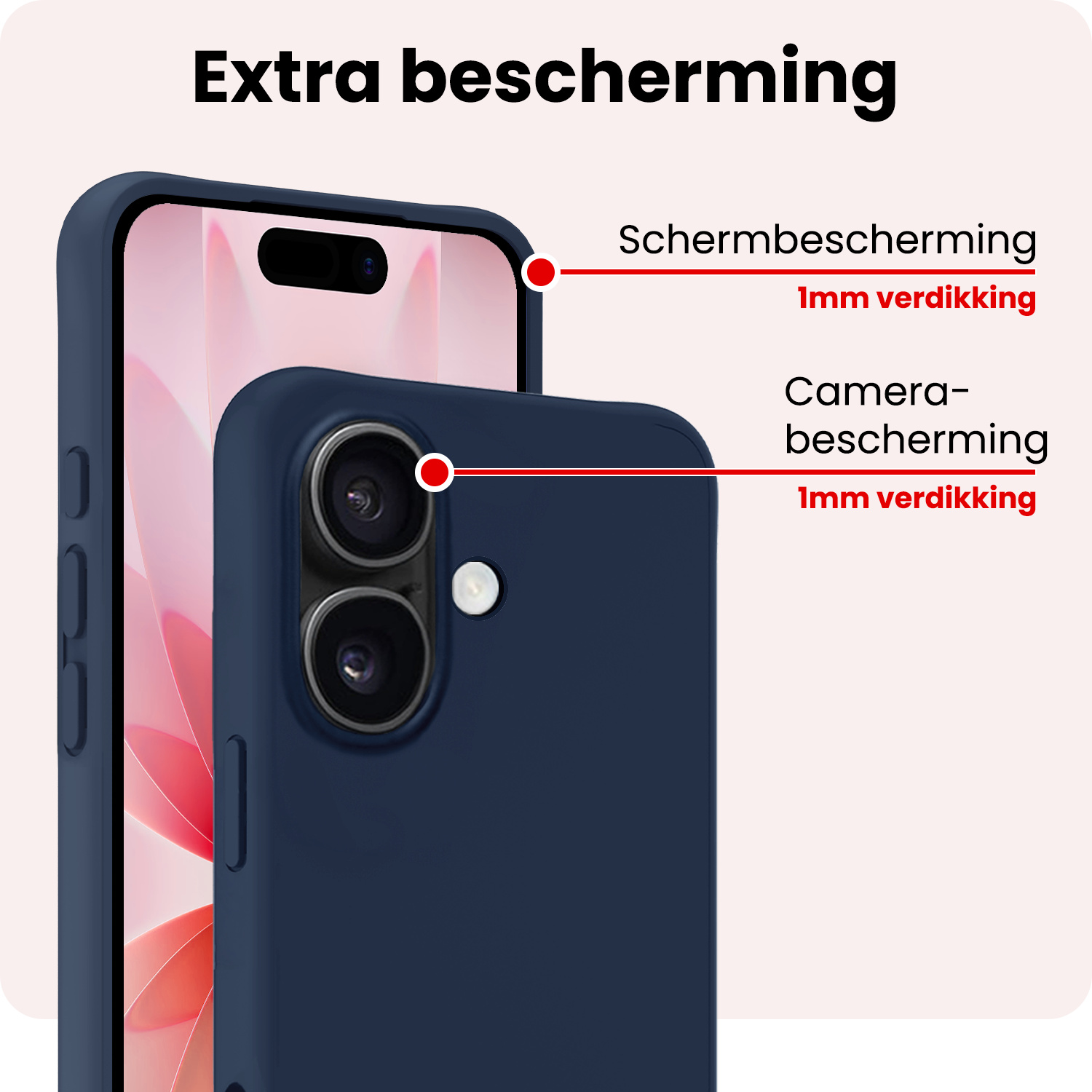 NoXx NoXx iPhone 17 Hoesje Siliconen - Donkerblauw - 2 PACK