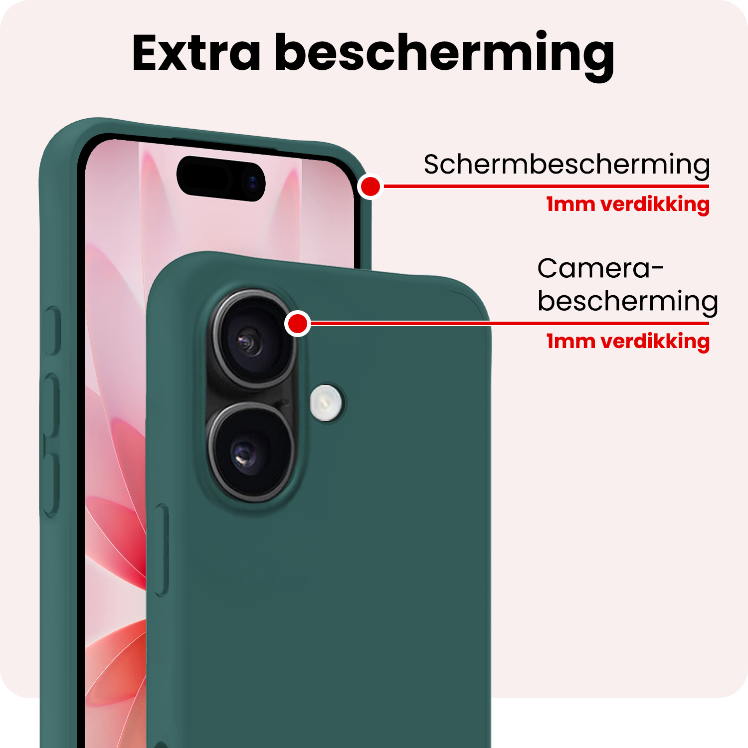 NoXx NoXx iPhone 17 Hoesje Siliconen - Donkergroen - 2 PACK