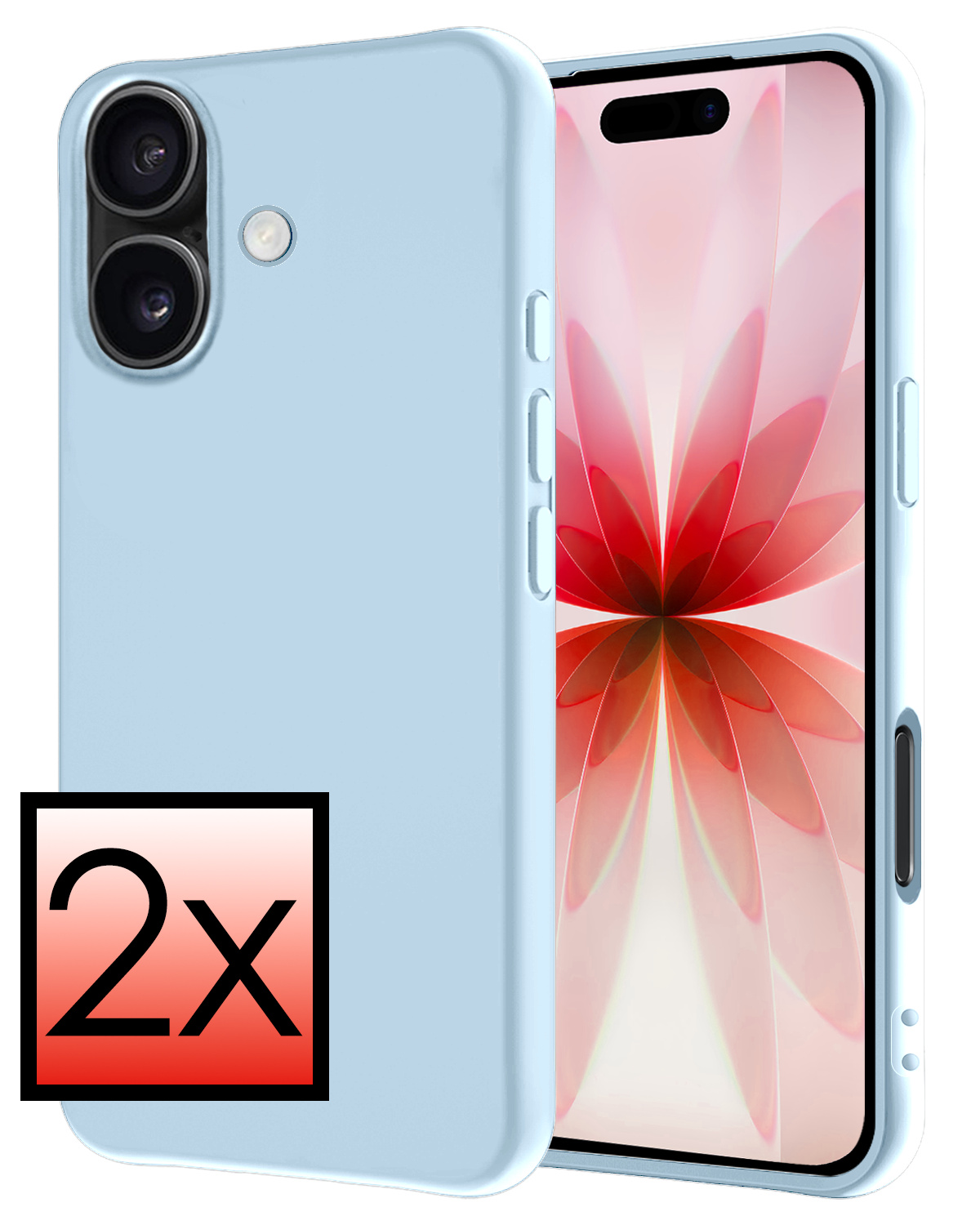 NoXx NoXx iPhone 17 Hoesje Siliconen - Lichtblauw - 2 PACK