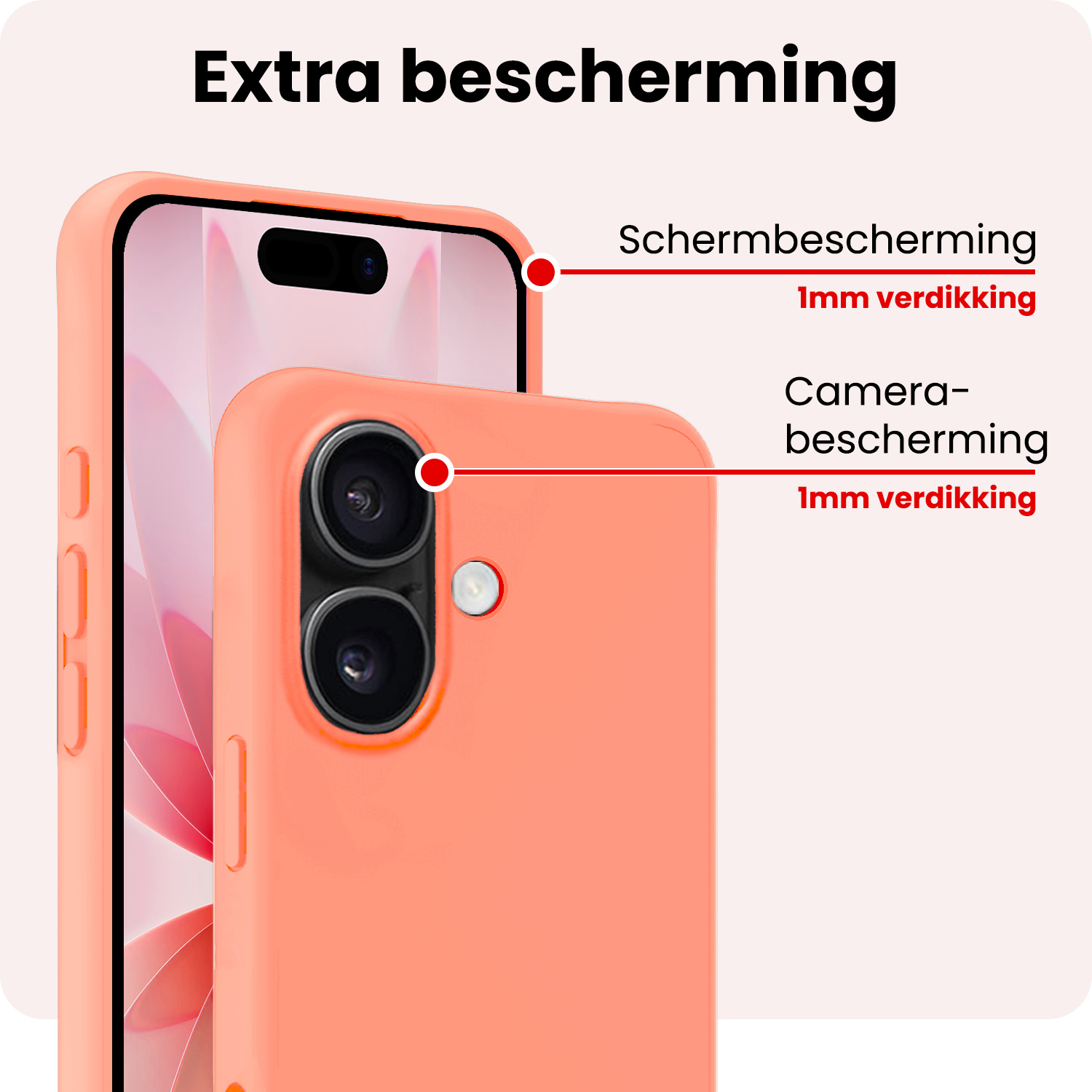 NoXx NoXx iPhone 17 Hoesje Siliconen - Perzik - 2 PACK