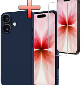 NoXx NoXx iPhone 17 Hoesje Siliconen Met Screenprotector Met Dichte Notch - Donkerblauw