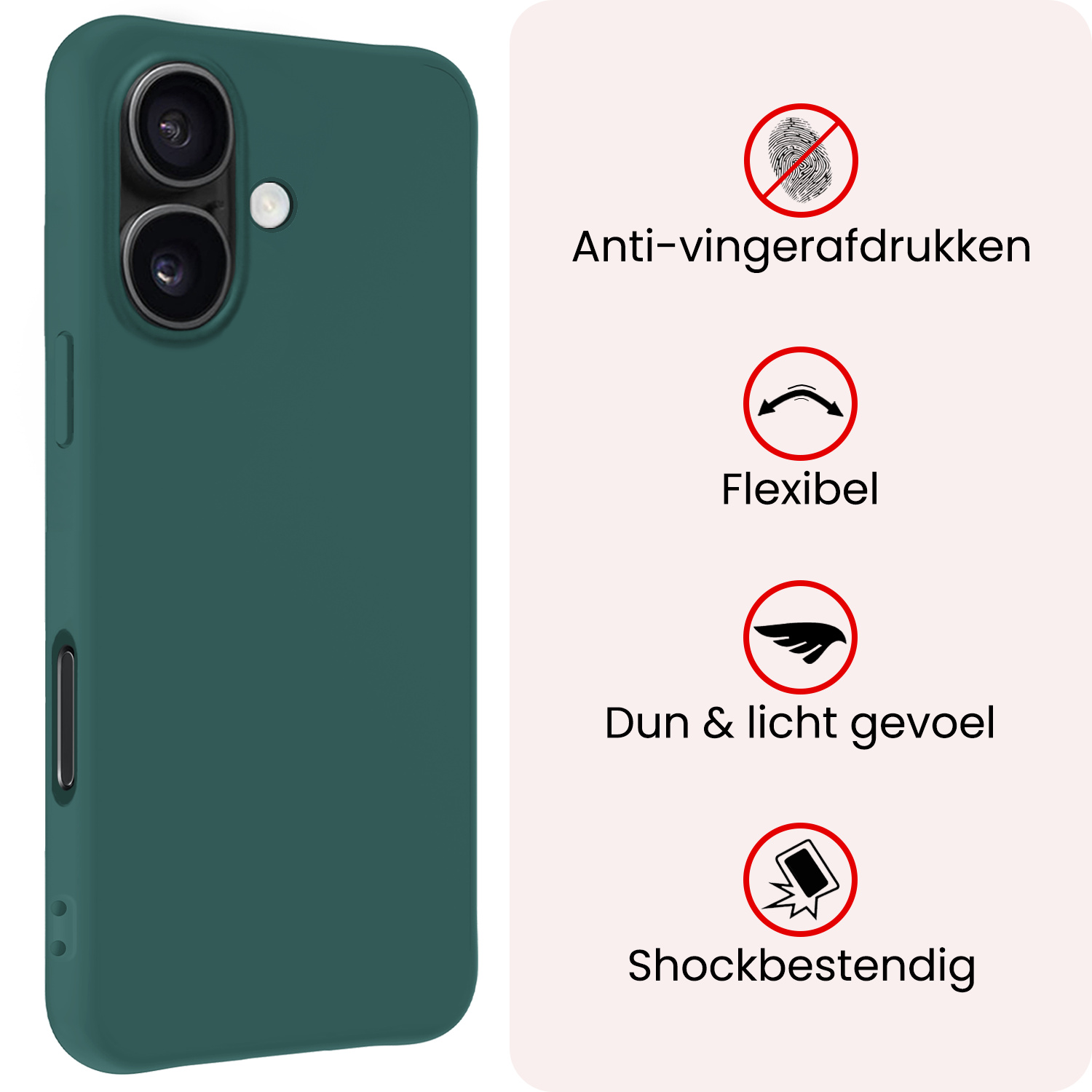 NoXx NoXx iPhone 17 Hoesje Siliconen Met Screenprotector Met Dichte Notch - Donkergroen
