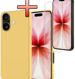 NoXx NoXx iPhone 17 Hoesje Siliconen Met Screenprotector Met Dichte Notch - Geel