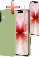 NoXx NoXx iPhone 17 Hoesje Siliconen Met Screenprotector Met Dichte Notch - Groen