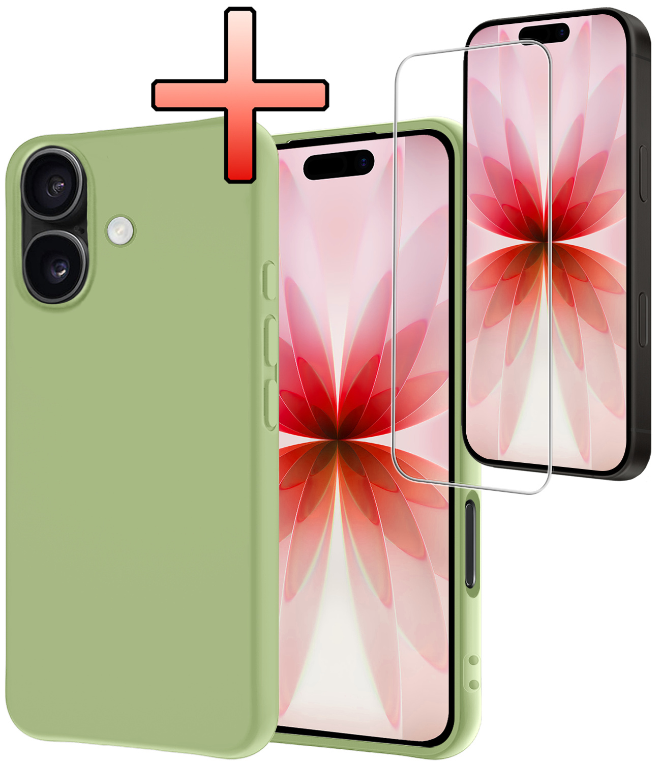 NoXx NoXx iPhone 17 Hoesje Siliconen Met Screenprotector Met Dichte Notch - Groen