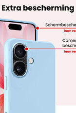 NoXx NoXx iPhone 17 Hoesje Siliconen Met Screenprotector Met Dichte Notch - Lichtblauw