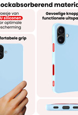 NoXx NoXx iPhone 17 Hoesje Siliconen Met Screenprotector Met Dichte Notch - Lichtblauw