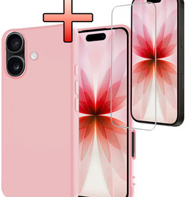 NoXx NoXx iPhone 17 Hoesje Siliconen Met Screenprotector Met Dichte Notch - Lichtroze