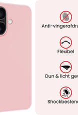 NoXx NoXx iPhone 17 Hoesje Siliconen Met Screenprotector Met Dichte Notch - Lichtroze