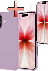 NoXx NoXx iPhone 17 Hoesje Siliconen Met Screenprotector Met Dichte Notch - Lila
