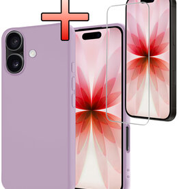 NoXx NoXx iPhone 17 Hoesje Siliconen Met Screenprotector Met Dichte Notch - Lila