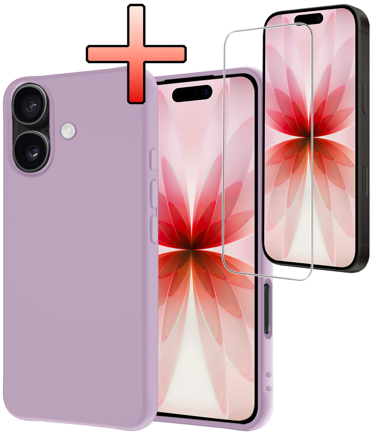 NoXx NoXx iPhone 17 Hoesje Siliconen Met Screenprotector Met Dichte Notch - Lila