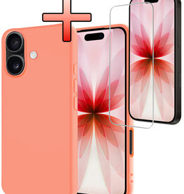 NoXx NoXx iPhone 17 Hoesje Siliconen Met Screenprotector Met Dichte Notch - Perzik