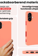 NoXx NoXx iPhone 17 Hoesje Siliconen Met Screenprotector Met Dichte Notch - Perzik