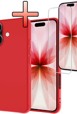 NoXx NoXx iPhone 17 Hoesje Siliconen Met Screenprotector Met Dichte Notch - Rood