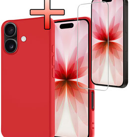 NoXx NoXx iPhone 17 Hoesje Siliconen Met Screenprotector Met Dichte Notch - Rood